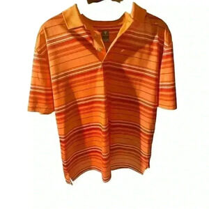 Pro Tour XL Orange Striped Polo Airplay Moisture Wicking Men's Golf Apparel